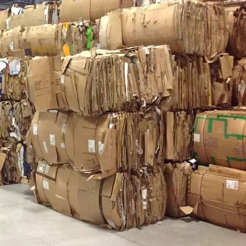 OCC bales stacked in warehouse