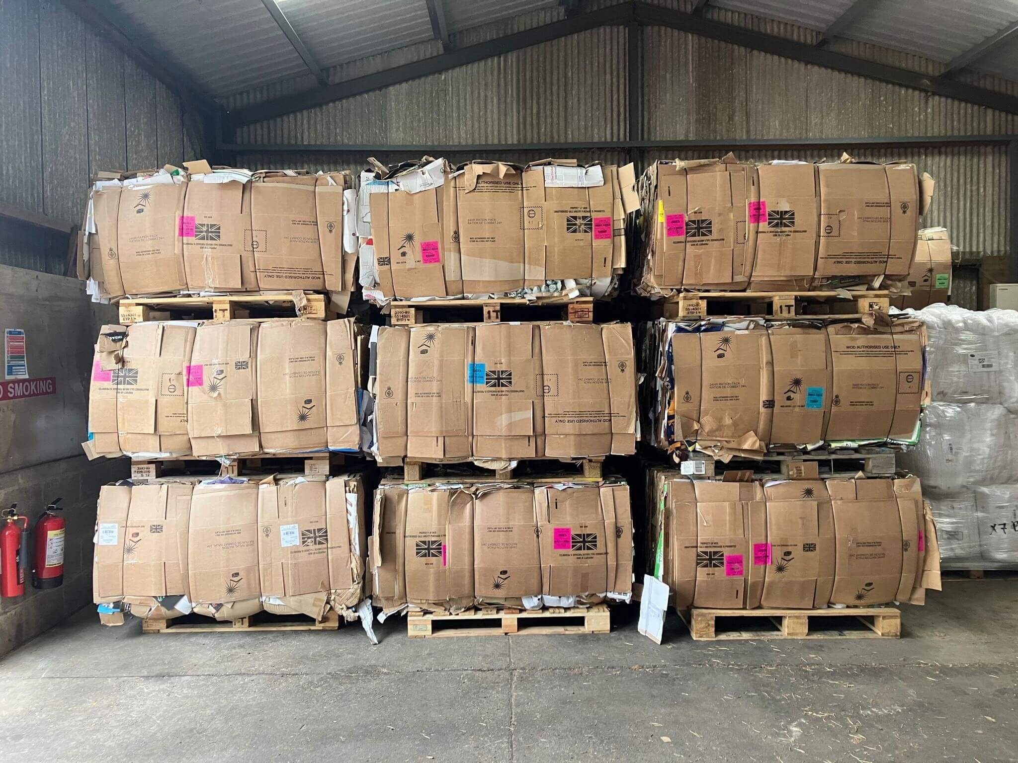 Shipping container with OCC bales