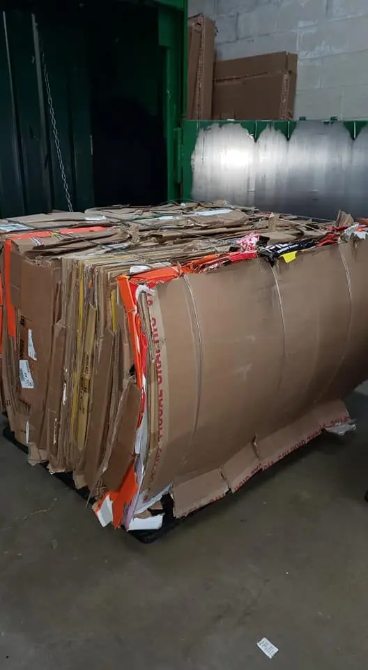 Recycled cardboard bale stacks