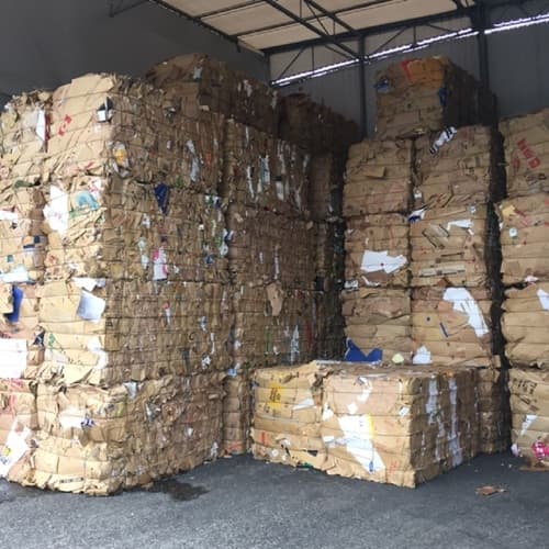 OCC bales in storage facility